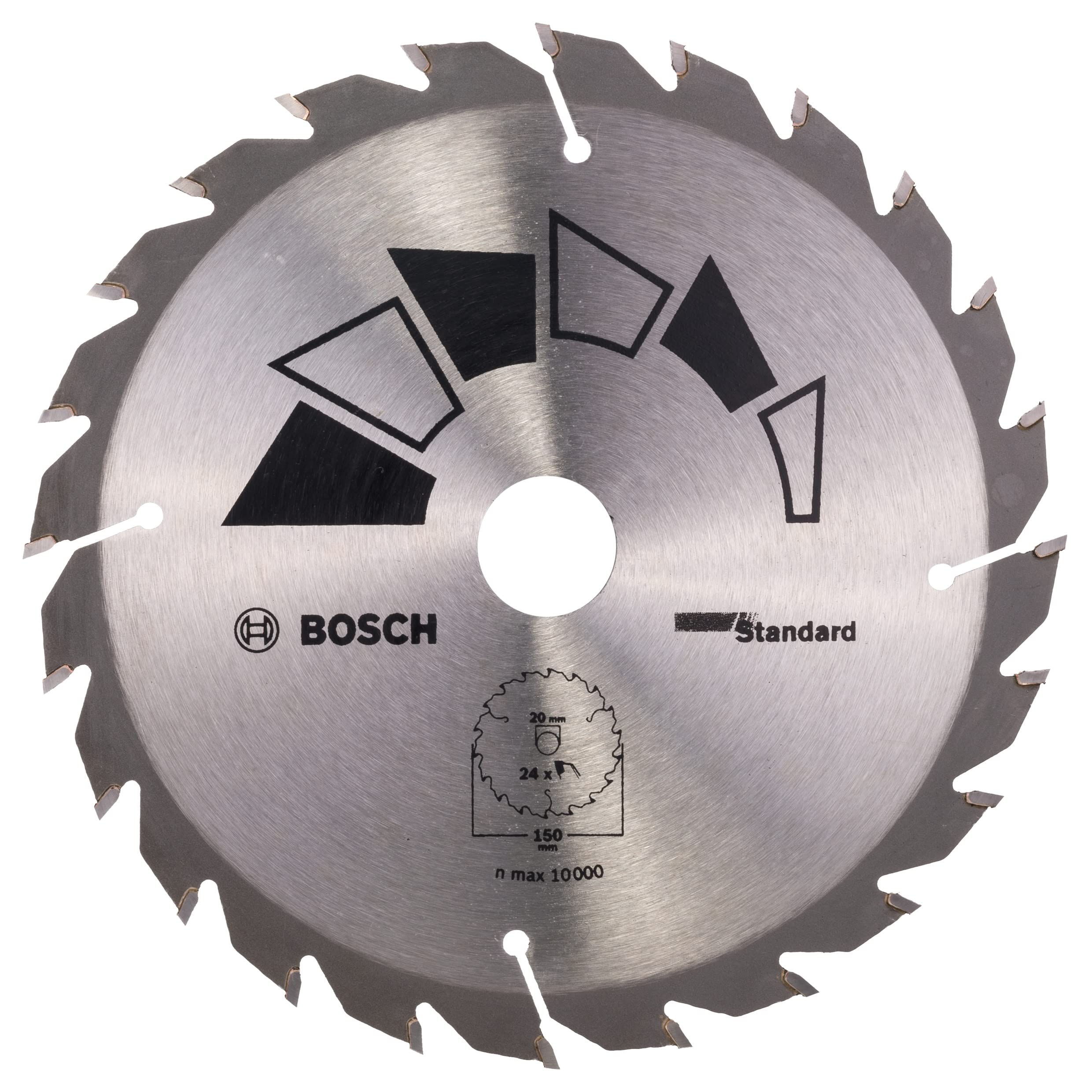 Bosch 1x Circular Saw Blade Standard (for Wood, Ø 150 x 2.2/1.5 x 20/16 mm, 24 Teeth, ATB, with 1x Reduction ring 16 mm, Accessories for Circular Saws)