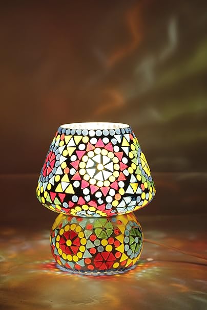 Glitz Table lamp Tiffany, Hand made Table lamp, Ethnic Style (Multicolor)