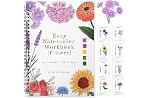Watercolor Workbook,15 Flower Patterns of Original DIY Designs,Beginner-Friendly Water Color Workbooks,Water Coloring Book fo