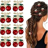 ElevateTech Small Cherry Hair Clips, 8 Pcs Cute Mini Cherry Claw Clips for Women Small Fruit Hair Claw Clip Decorative Rhinestone Fruit Hairs Accessories for Half Up Styles, Thick Thin Hairs, Braids