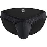 YUYANG 9049 Mens Sexy Bulge Pouch Briefs Mesh Soft Low Waist Underwear (XL / 32-36, Black)