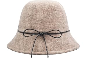 ZLYC Womens Warm Wool Cloche Hat Solid Winter Bucket Hats