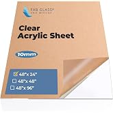 48" x 24" Acrylic Sheet &ndash; 3/8 inch Thick(10mm) Clear Plexiglass Board with Protective Film for Crafts, Partitions, and Signs by Fab Glass &amp; Mirror