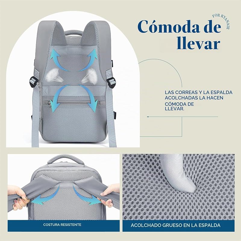 Mochila de viagem Avião de Cabine 40x20x25 para Mochila de Viagem Ryanair Mochila Mochila Mala Mala de Mão Mochilas Mochilas Mala Viagem Homens Mulheres — foto 7 de 8
