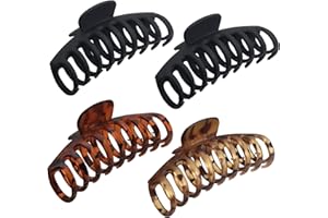 OWIIZI Large Hair Claw Clips for Women 4.3" Matte Leopard Jumbo Hair Clips Non-Slip Ponytail Barrette Strong Hold Claw Clips 