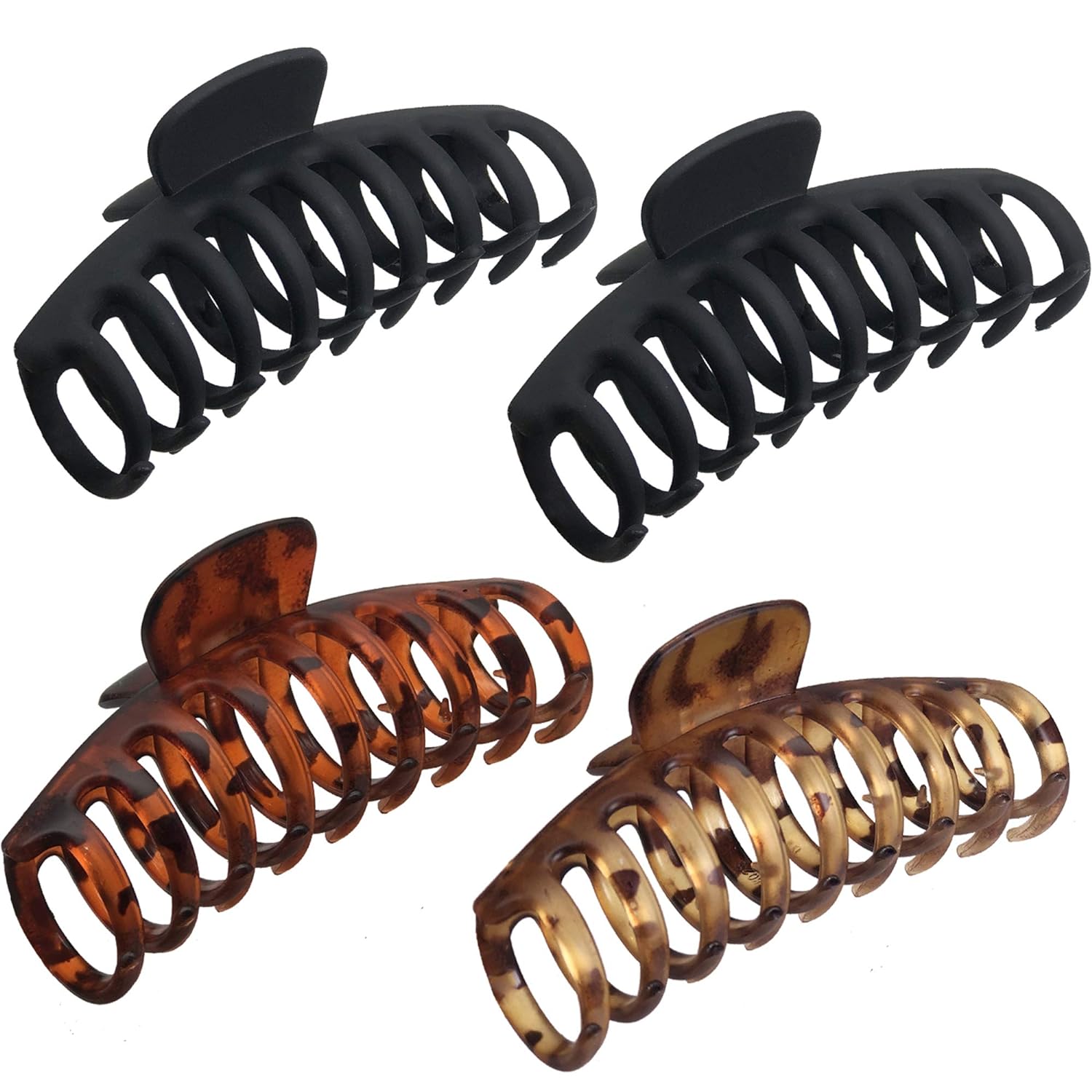 OWIIZI Large Hair Claw Clips for Women 4.3" Matte Leopard Jumbo Hair Clips Non-Slip Ponytail Barrette Strong Hold Claw Clips for Girls Long Thick Hair (4Packs) : Beauty
