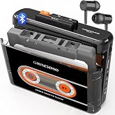 Gracioso Bluetooth Cassette Tape Player Connect Bluetooth Headphone 1100mAh Rechargeable Battery Up to 10H Playtime-with Earphone-Back Clip for Secured Carry - Cassette Player for Home,Park