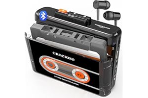 GRACIOSO Bluetooth Cassette Tape Player with 1100mAH Rechargeable Battery, Compact Vintage Cassette Player with Earphone, Back Clip Microcassette Player for Home,Park