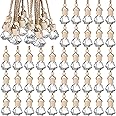 50Pcs 8ml Hanging Car Air Freshener Diffuser Empty Clear Glass Essential Diffuser Oil Aromatherapy Fragrance Perfume Pendant Glass Vials with Wooden Caps Hanging String Car Diffuser Bottles