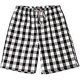 WORW Men's Cotton Plaid Lounge Pajama Shorts