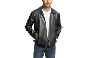 Fahsyee Leather Jacket Men Faux Lightweight Bomber Jackets Mens Motorcycle Vintage Lapel Coats with Zipper and Pockets