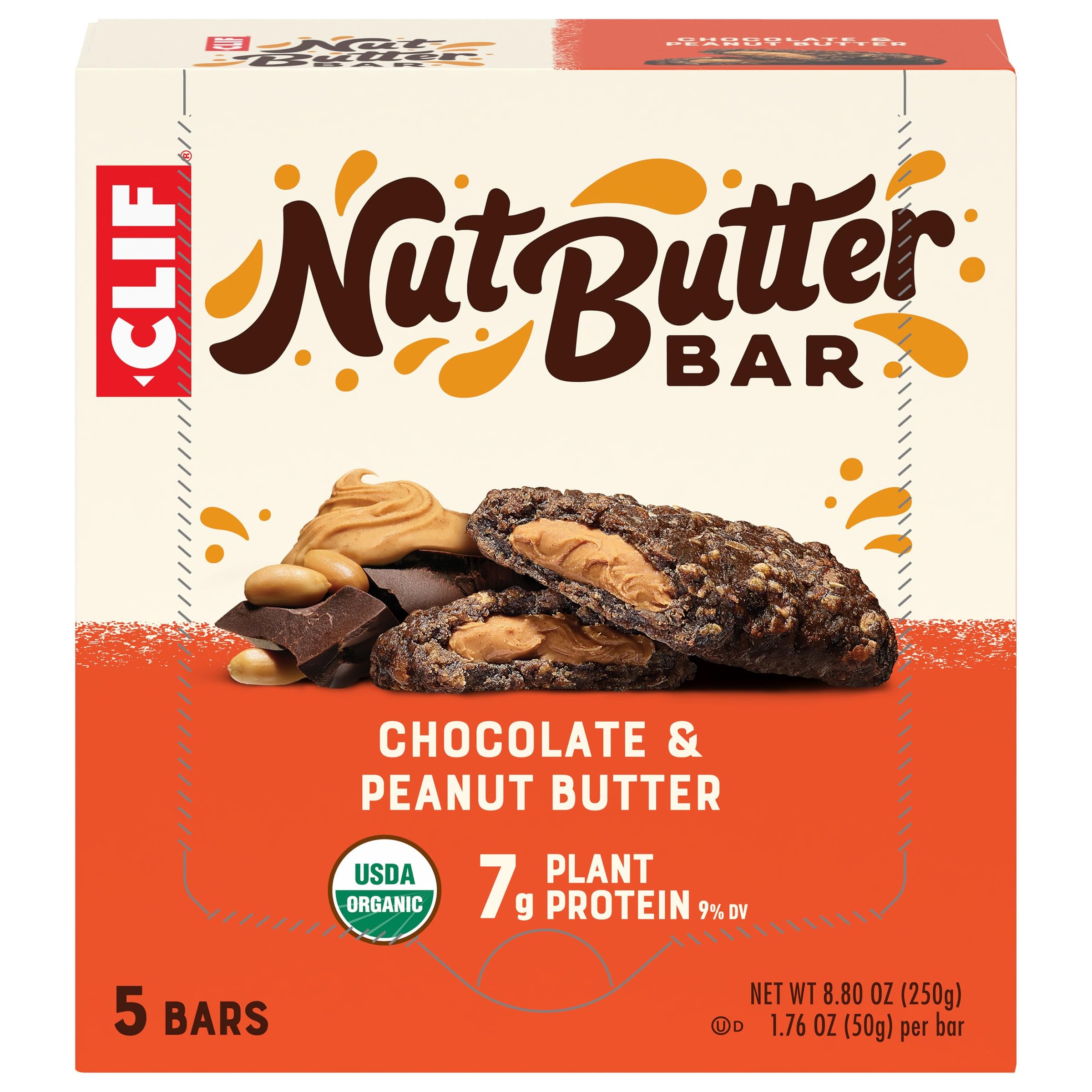 Photo 1 of *2 Pack* *17, May 2026* CLIF Nut Butter Bar - Chocolate Peanut Butter - Filled Energy Bars - Non-GMO - USDA Organic - Plant-Based - Low Glycemic - 1.76 oz. (5 Pack)