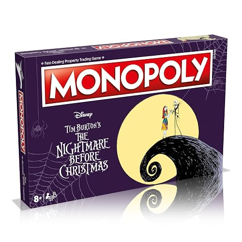 Winning Moves Nightmare Before Christmas Monopoly – Board Game for Ages 8+, Explore Zero’s Tomb, Spiral Hill & Jack’s Tower – Great Gift