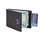 Travel Wallet RFID Blocking Bifold Slim Genuine Leather Thin Minimalist Front Pocket Wallets for Men with Money Clip - Made From Full Grain Leather (Charcoal Black 1.0)