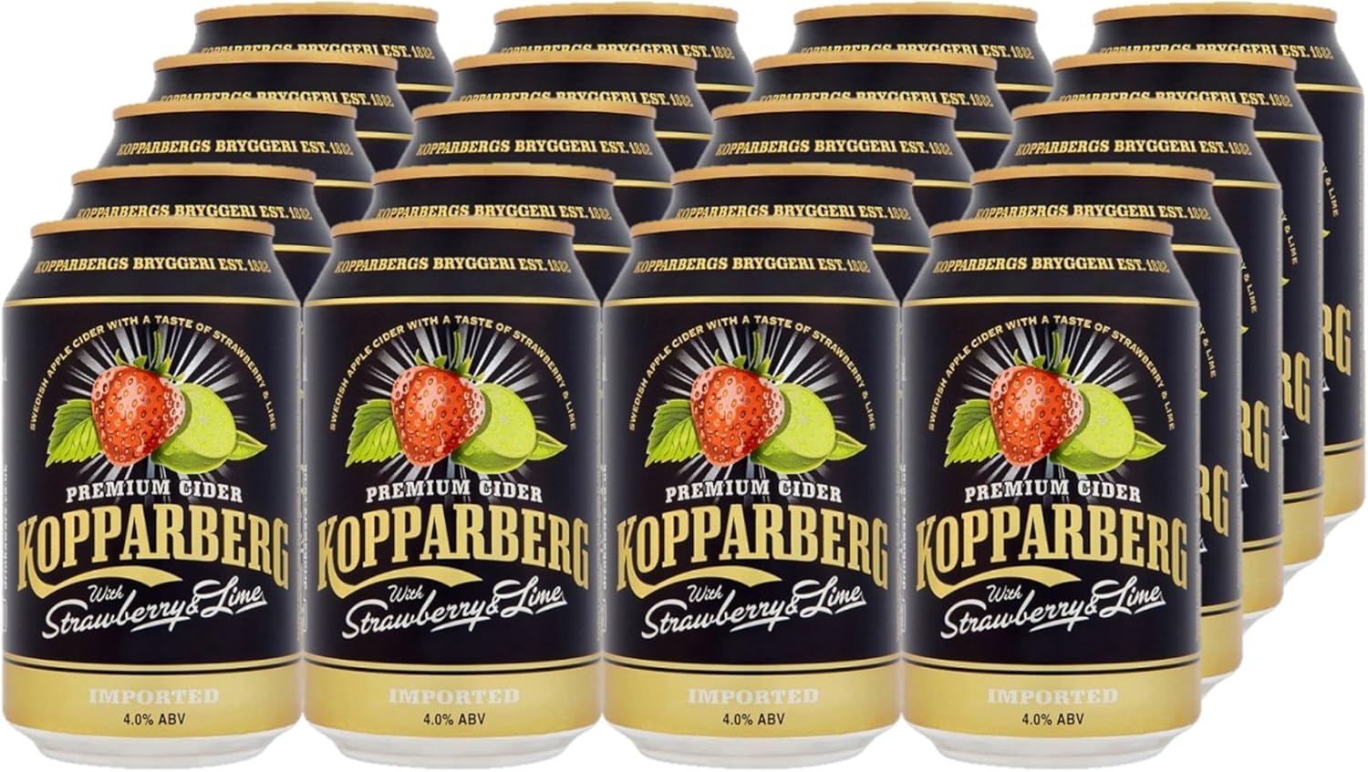 Kopparberg Strawberry and Lime Cider Can, 20 x 330 ml Amazon.co.uk Grocery