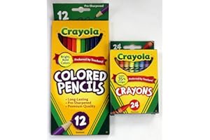 12ct Crayola Colored Pencils Pre-Sharpened & 24ct Crayola Crayons Basic Bundle