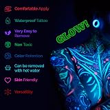 FACEGEM LONDON Glow in the Dark Neon Temporary Tattoos 170+ Designs view 4