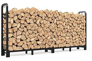 Mr IRONSTONE 8ft Firewood Rack Outdoor Indoor, Upgraded Heavy Duty Adjustable Fire Wood Rack Holds Up to 4500lbs, Fireplace Log Holder Wood Storage for Porch Patio, Easy Assembly
