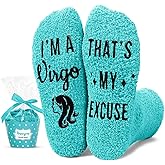 HAPPYPOP Zodiac Astrology Constellation Gifts - Fuzzy Space Galaxy Socks Birthday Horoscope Gifts