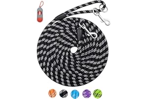 Long Dog Leash for Dog Training 10FT 16FT 30FT 50FT 100FT, Reflective Threads Check Cord Recall Training Dog Lead for Large M