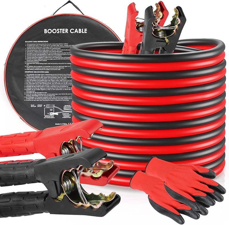 TLGREEN 6M Extra Long Jump Leads 1500A Heavy Duty Jump Cables with Gloves