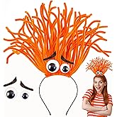 itswordpiz 3PCS Halloween Costume for Adult Women, Outfit Accessories with Orange Wig Headband & Eyebrows and Eyes for Cosplay Theme Parties Dress Up