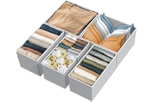 Simple Houseware Foldable Storage Basket Box Closet Dresser Drawer Divider Bins Organizer for Clothes,Underwears, Bras, Set o