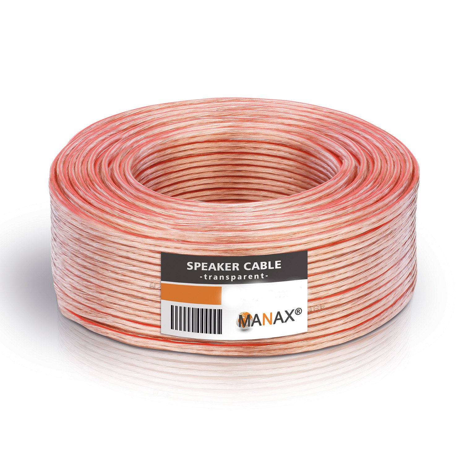 MANAX 50 m Speaker Cable 2 x 1.5 mm² 100% Oxygen-Free Copper, White