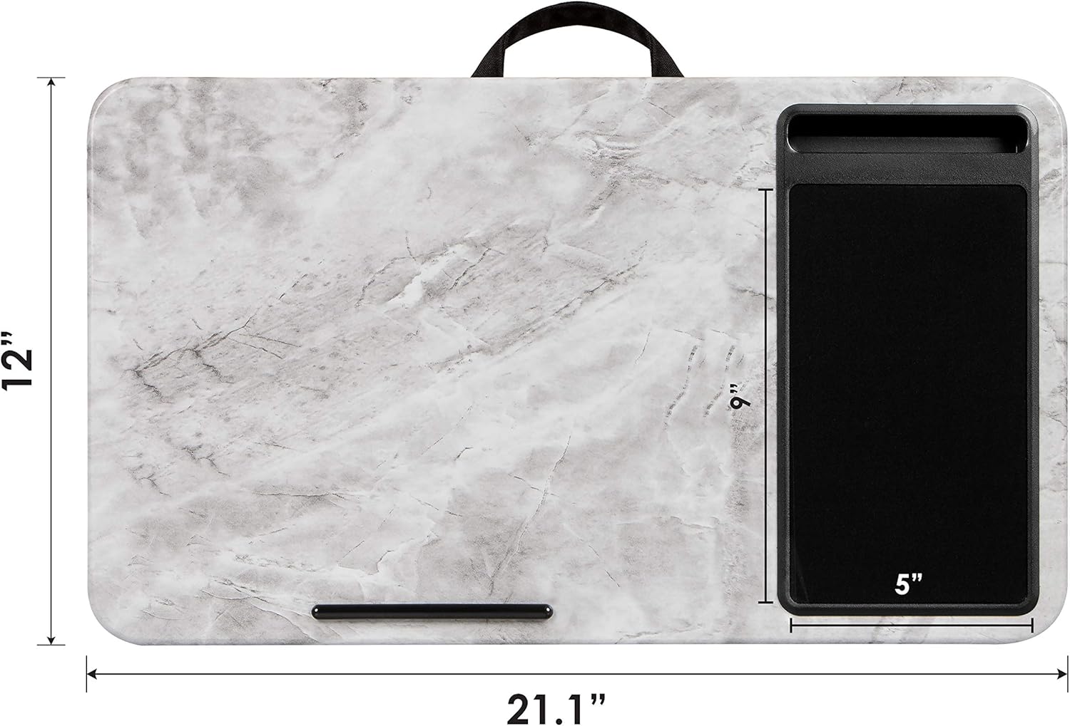 LapGear Home Office Lap Desk with Device Ledge, Mouse Pad, and Phone Holder - White Marble - Fits Up To 15.6 Inch Laptops - style No. 91501 : Office Products