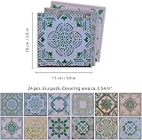 WALPLUS 24x 6in Vintage Green Azulejo Tile Stickers Peel & Stick Backsplash view 6