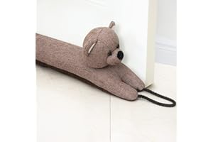 Marwood Under Door Draft Stopper Decorative Wind Stopper 36 inch for Door & Window, Weighted Animal Air Draft Stopper Snake Noise Blocker for Bottom of Door with Hanging Loops -Bear