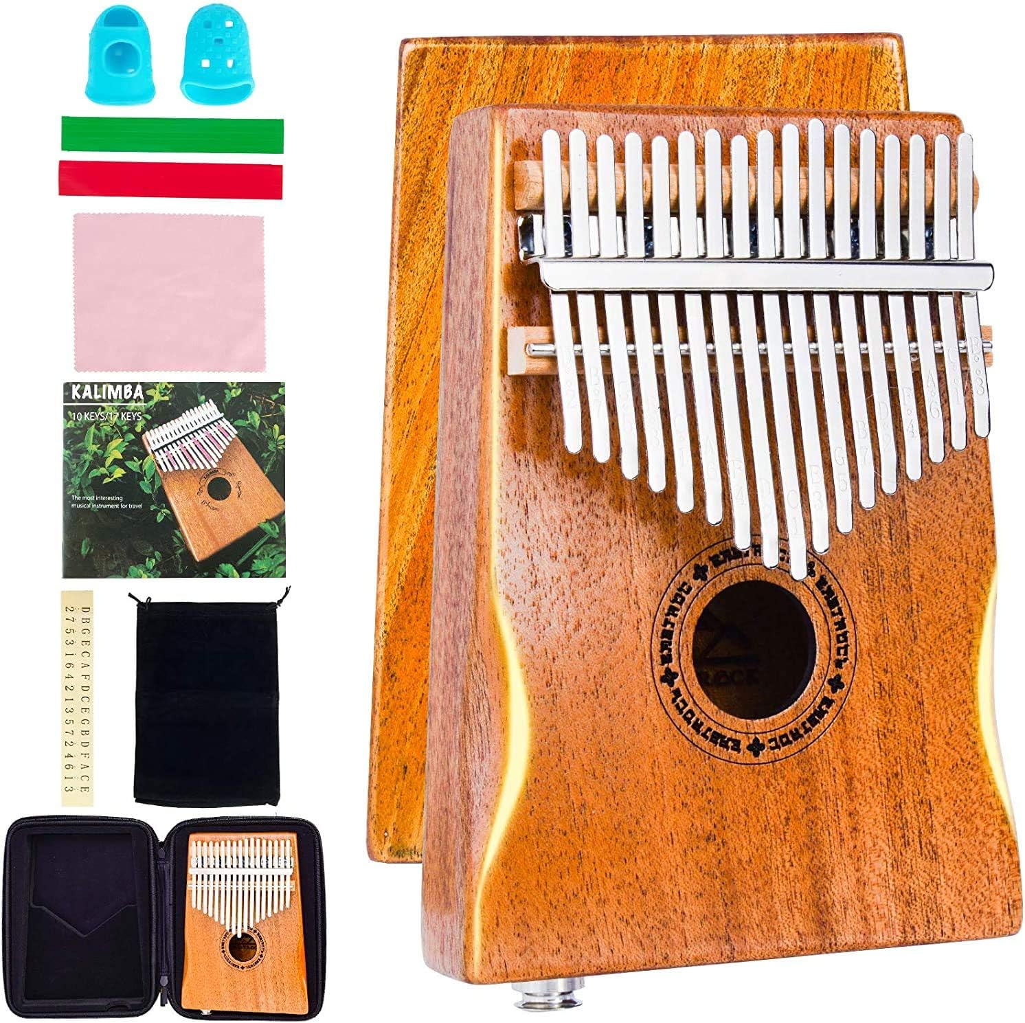 EASTROCK 17Key EQ Kalimba, Wood Electric Thumb Piano Builtin Pickup