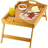Home-It Bed Table Tray with Folding Legs - Bamboo