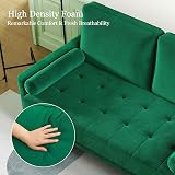 Vesgantti Small 2 Seater Sofa Green Velvet with Wood Legs view 5