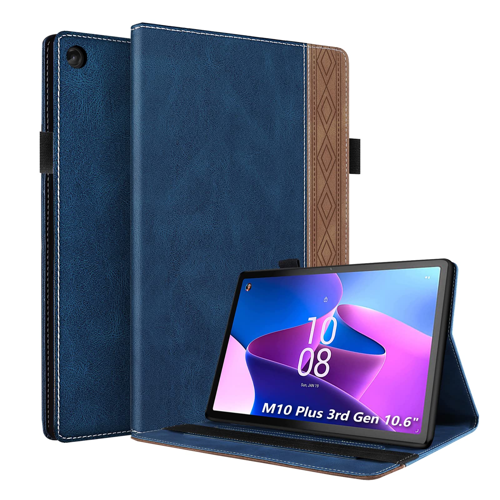 Rostsant Case Compatible with Lenovo Tab M10 Plus 3rd Generation 10.6 inch,PU Leather Magnetic Stand Protective Shockproof Tablet Cover for Lenovo Tablet M10 Plus 3rd Gen Case（TB-125F/TB-128F）- Blue