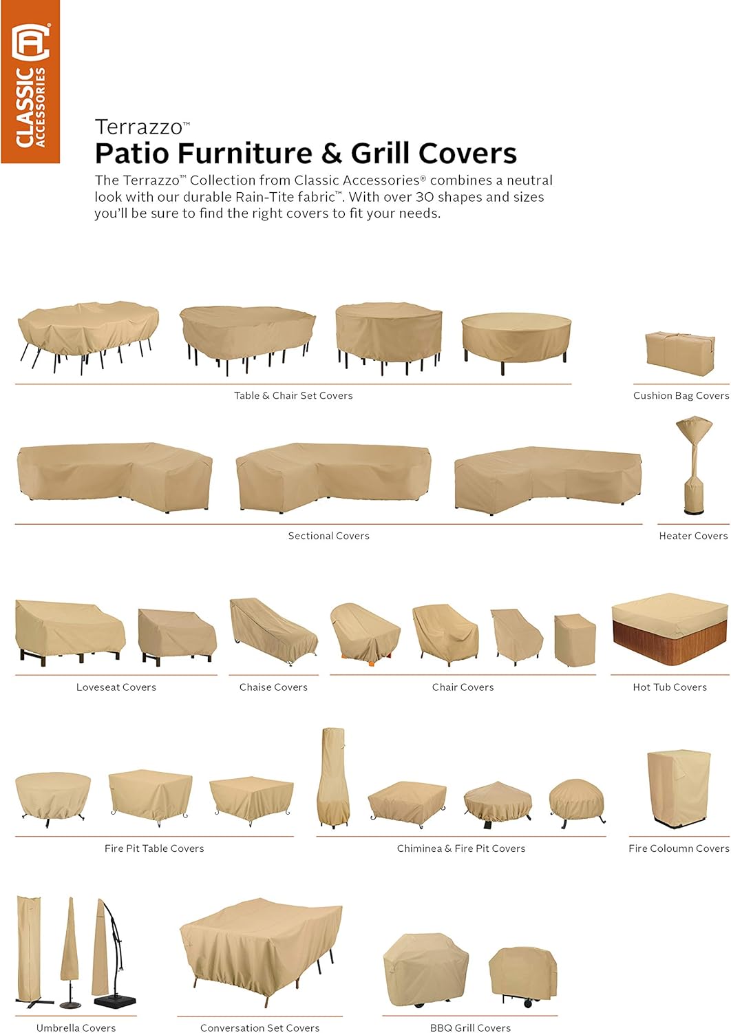 Classic Accessories Terrazzo Rectangular/Oval Patio Table Cover, Retail : Garden & Outdoor