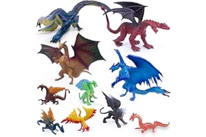 SIENON 5" & 3" Dragon Toy Figures - 10 Pack Assorted Mythical Figurines for Cake Toppers & Party Favors