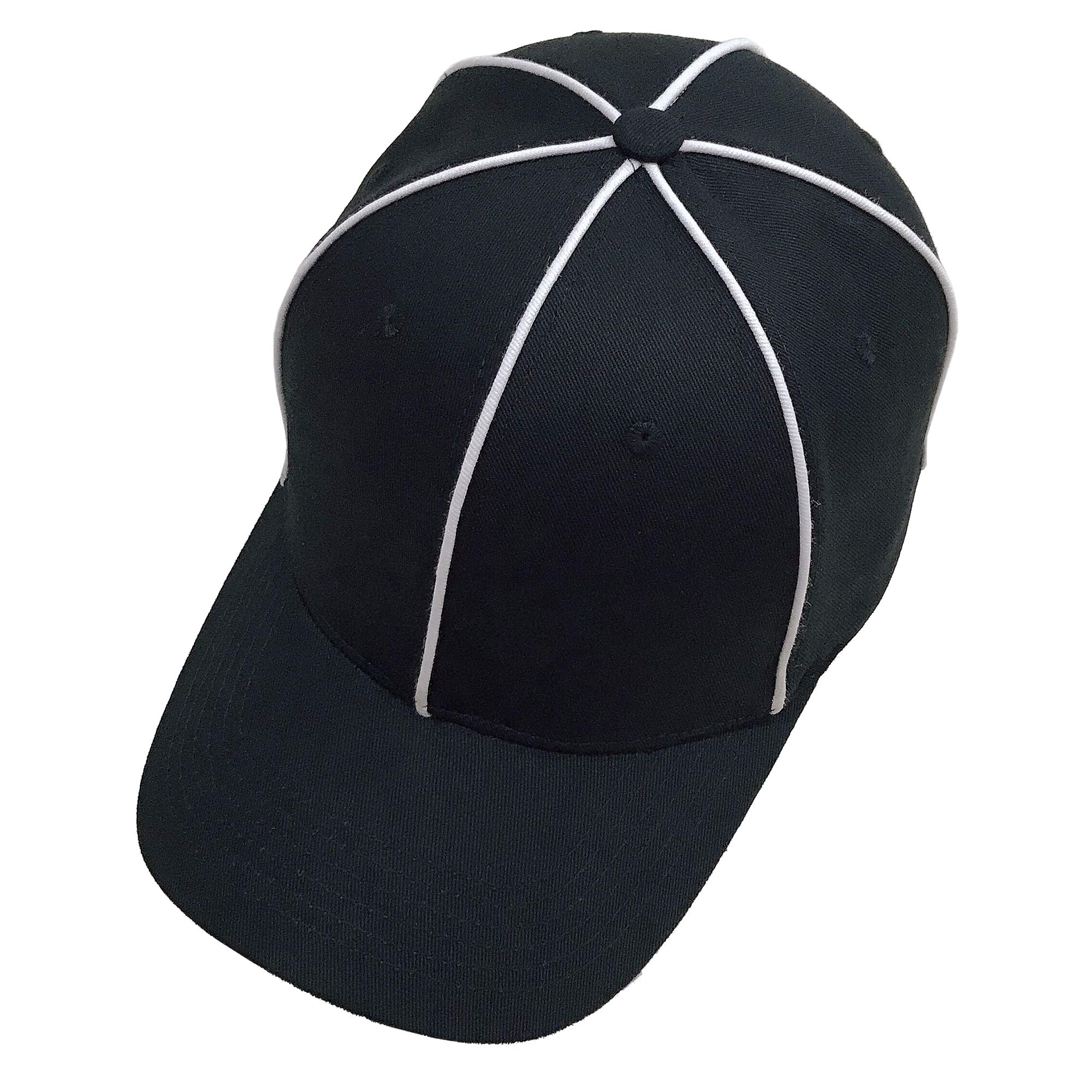 TOPTIE Sporting Goods Official Referee Hat Black with White Stripe, Adjustable Black Ball Cap-Black White Striped