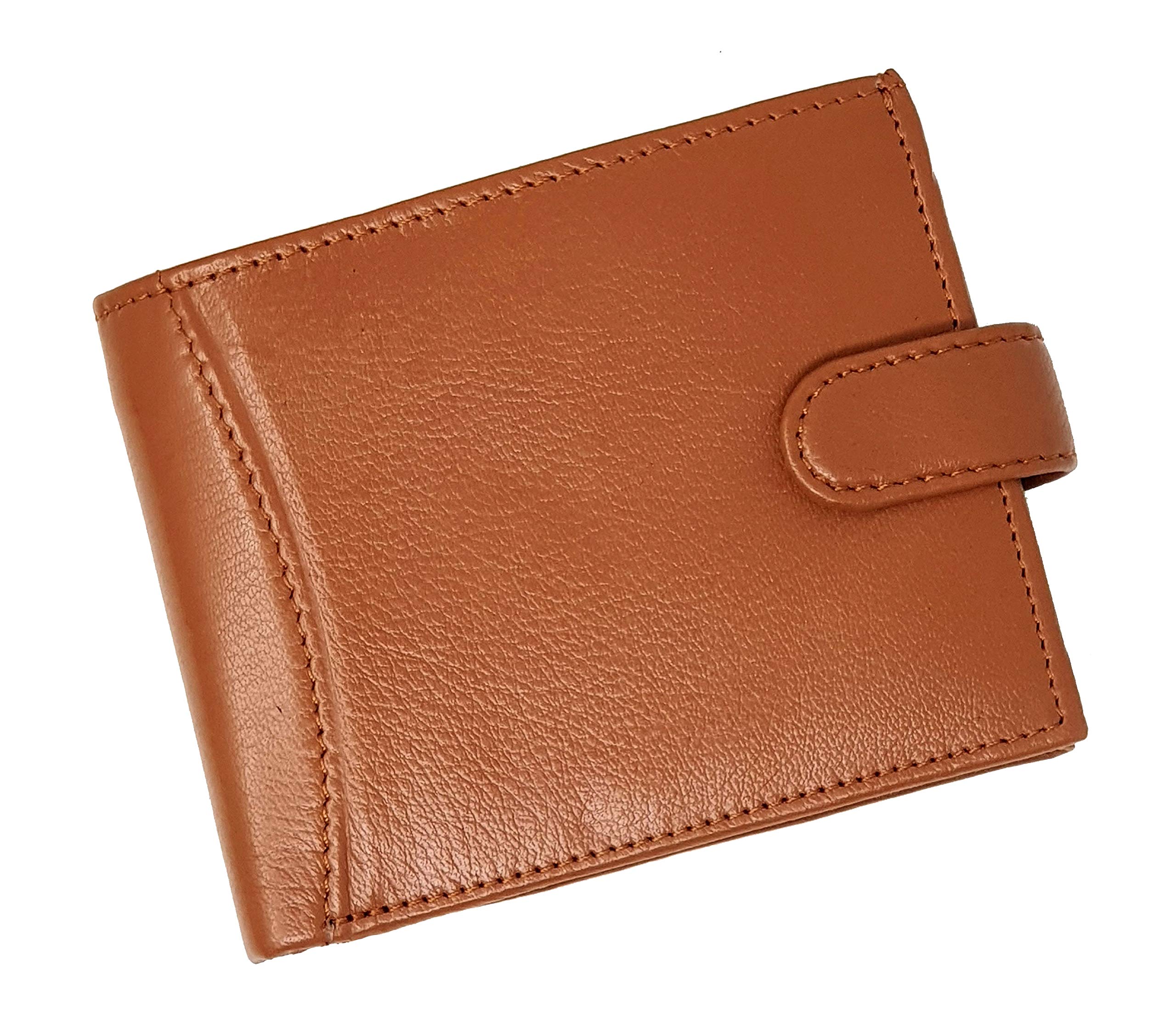 RAS WALLETS Men’s RFID Blocking Genuine Leather Passcase Bifold – Multi Card Holder with Zip Coin Pocket, 2 ID Windows – Premium Leather Wallet 304 (Tan)