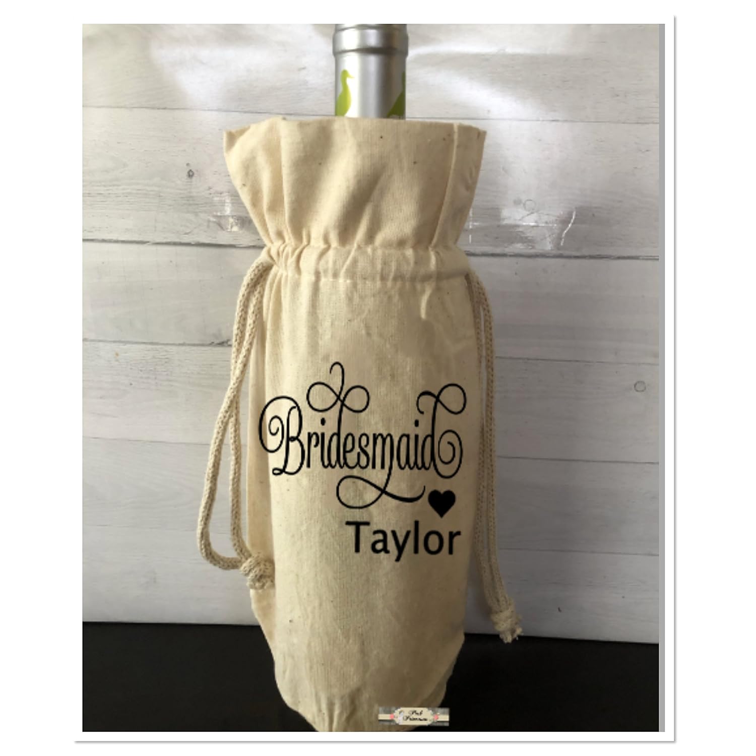 Wine Bag, Hostess Gift, Personalized Drawstring Wine Bag