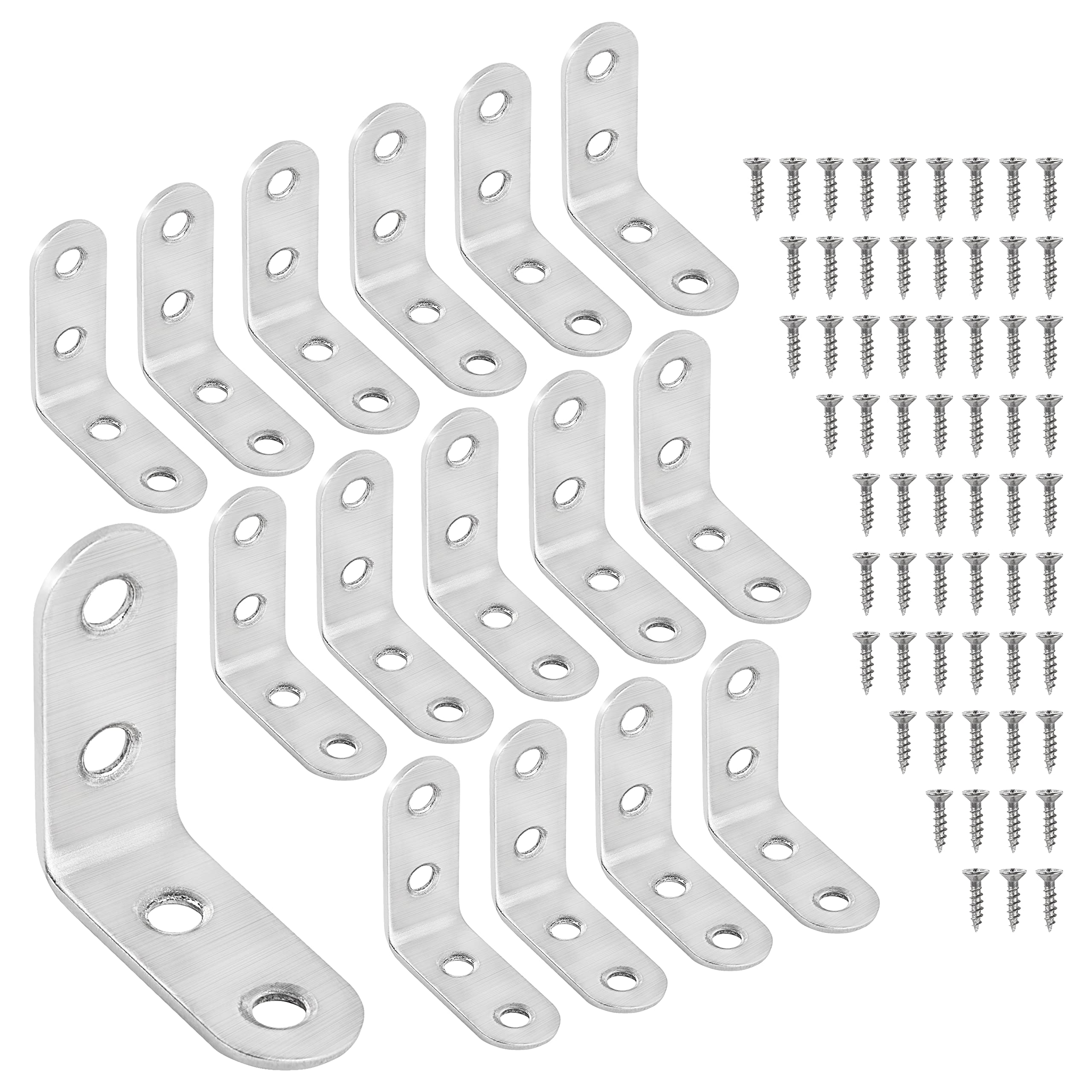 SAMNATE 20pcs Shelf Bracket with 80 Screws – Heavy Duty L Brackets 40x40x16x2.5mm Galvanized Steel Angle Brackets, Weatherproof Sleeper Brackets for Wood, Furniture, Shelves and DIY Projects