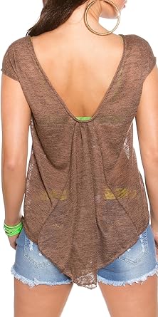 t shirt marron femme