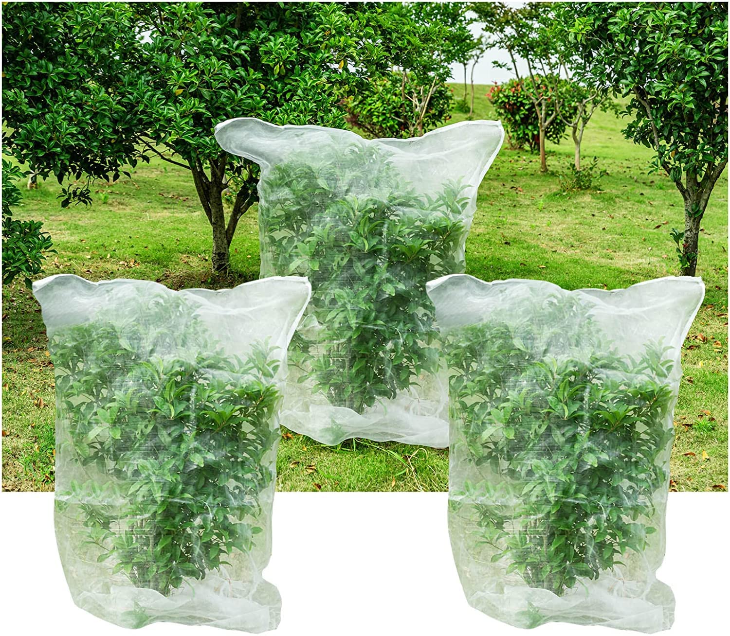 3Pcs Plant Barrier Net Mesh, Plant Barrier Net Mesh, Bird Netting, Barriers Bags for Vegetables Fruits, Covering Plants Bags, Tomato Netting for Protect Plants from Birds, Insects (2.4 x 3.5 FT)