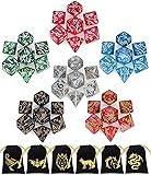 CiaraQ Polyhedral Dice Set (42pc) with 6 Drawstring