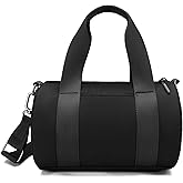 FODOKO mini Gym Bag for Women, barrel purse,Crossbody Duffel Bags Handbag from Gym to Travel (Black)
