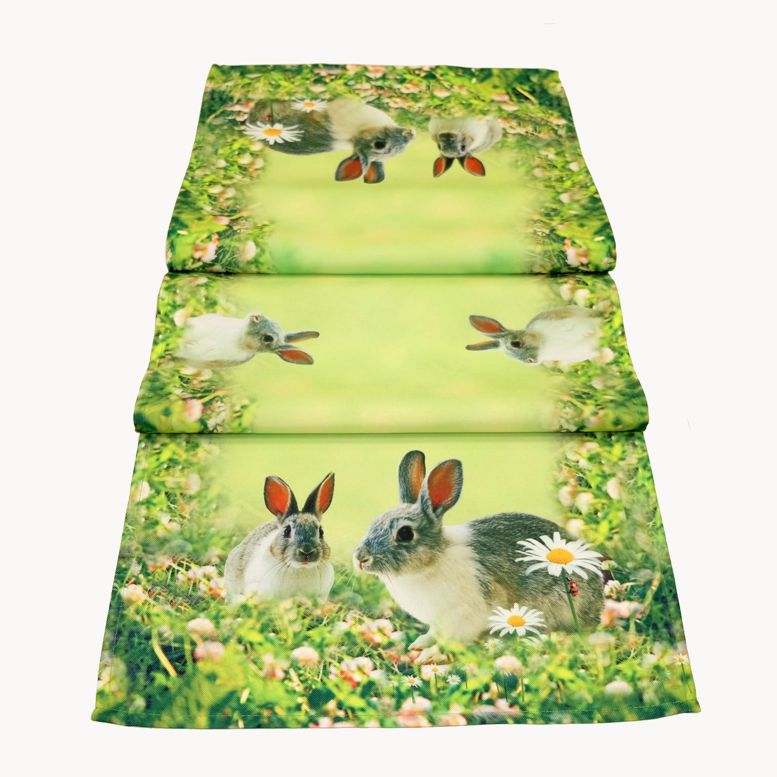Table Runner, 40 x 90 cm, Table Cloth, Easter Table Decoration, Spring, Green, Colourful, Easter Bunny