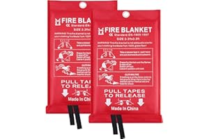 AFOOSOO Emergency Fire Blanket for Home and Kitchen – 2 Pack 3.3x3.3ft Fiberglass Suppression Flame Retardant Safety Camping Blankets Emergency Extinguisher Survival Kit for House Office Fireplace Car