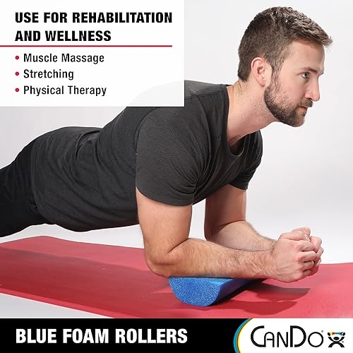 CanDo Blue PE Foam Rollers for Fitness, Exercise Muscle