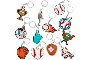 Batiyeer 36 Pack Baseball Keychains Bulk Sports Ball Key Chains Funny Gifts for Birthday Party Favors