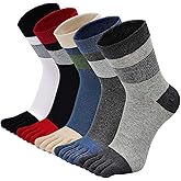Hellomamma Toe Socks Mens Five Finger Striped Sock Running Athletic Cotton Ankle Sox 5 Pairs